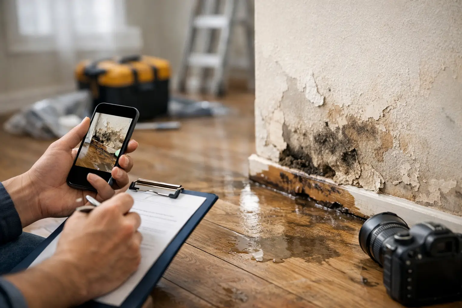 How to document water damage - photographing and recording property damage before repairs